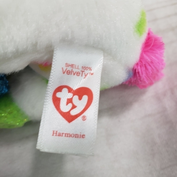 TY Beanie Boos Harmonie Rainbow Confetti Unicorn 6.5 Inch Plush Stuffed Toy 2016 - Picture 6 of 8